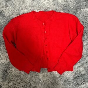 Solid color crew neck cardigan